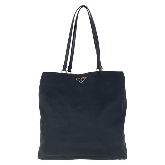 Prada Nylon Leather Tessuto Logo Tote Bag